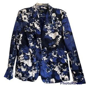 Covington womens black & blue floral blazer in size XL.